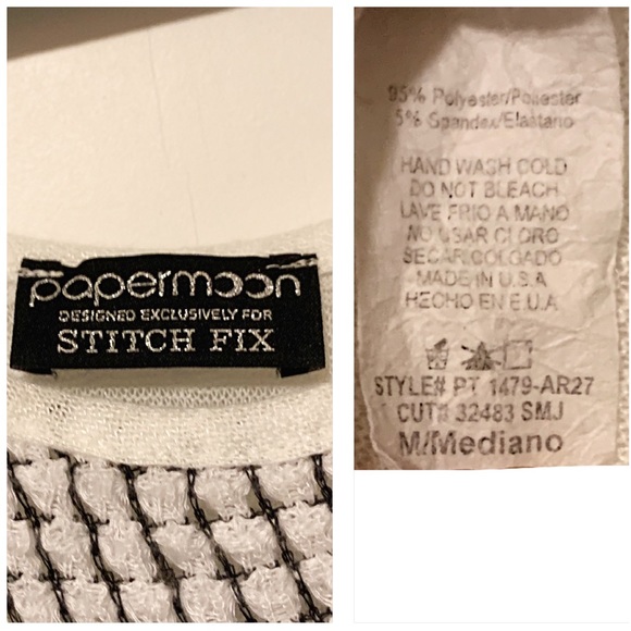 PAPERMOON BOHO SEMI SHEER STITCH FIX SCOOP NECK WHITE KNIT TOP M - Picture 4 of 5
